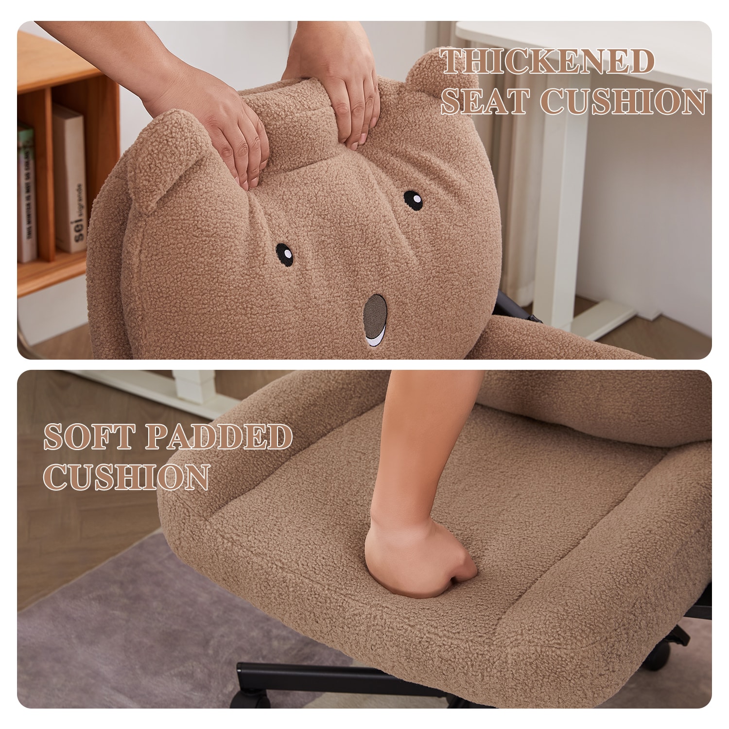Sunchen Criss Cross Chair With Wheels And Arms, Cross Legged Office Chair With Wide Seat, Adjustable Cute Comfy Desk Chairs For Home Office, Bedroom, Vanity, Khaki_maomaolike.com